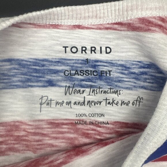 TORRID Heritage Red White & Blue Stripe Slub High Neck Tank Top America Sz 1X - Picture 5 of 7